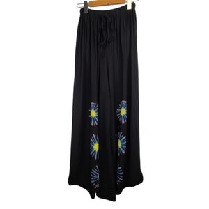 Black High Waist Tie-Dye Wide Leg Pants | Boho / Relaxed Fit